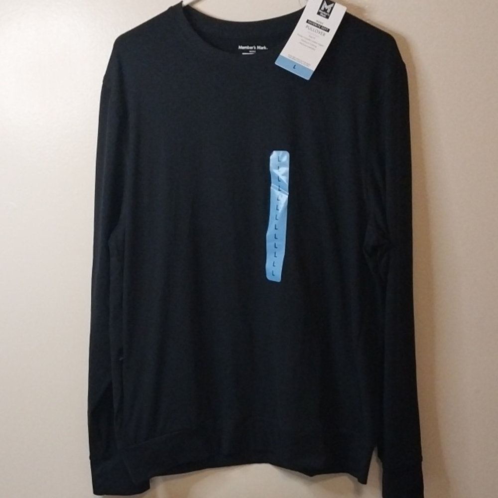 Members Mark Men's Black Long-Sleeve Crew Neck Pullover- L